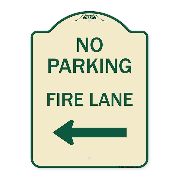 Signmission No Parking Fire Lane W/ Left Arrow Heavy-Gauge Aluminum Architectural Sign, 24" x 18", TG-1824-23736 A-DES-TG-1824-23736 - main